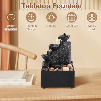 Tabletop Waterfall Home Decor Relaxation Meditation Desktop Fountain with Soft Lights Flowing Water Ornaments Mother's Day Gifts