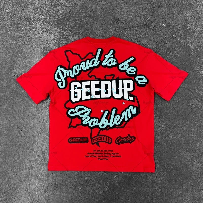 High Street Harajuku Letter Print Oversized T-shirt Men Hip Hop Retro Casual Streetwear Women Summer Cotton Round Collar Top