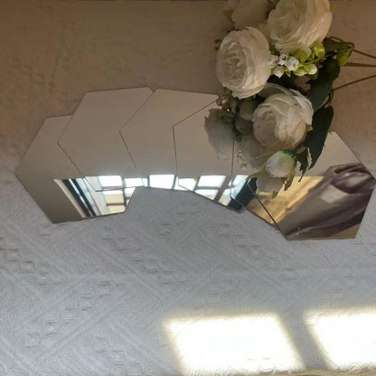 6/12pcs 3D Hexagon Mirror Wall Sticker Rose Gold DIY TV Background Living Room Stickers Wall Decor Bedroom Bathroom Home Decor