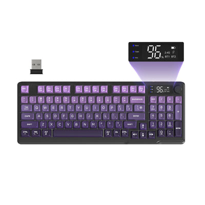ZIYOU LANG Wireless Gaming Keyboard with Display Screen & Knob, Bluetooth/2.4GHz Quiet Membrane Keyboard, 3000mAh Rechargeable