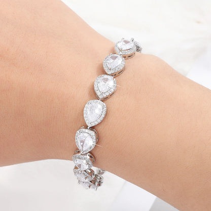 ZAKOL Classic Geometric Water Drop CZ Bracelet for Women Bridal Gorgeous Buling Zircon Party Wedding Jewelry