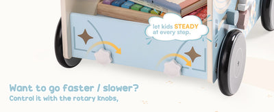 Robotime Robud Wooden Baby Walker Baby Push Along Activity Walkers with Wheels Multifunctional Baby Walker Gift for Boy Grils