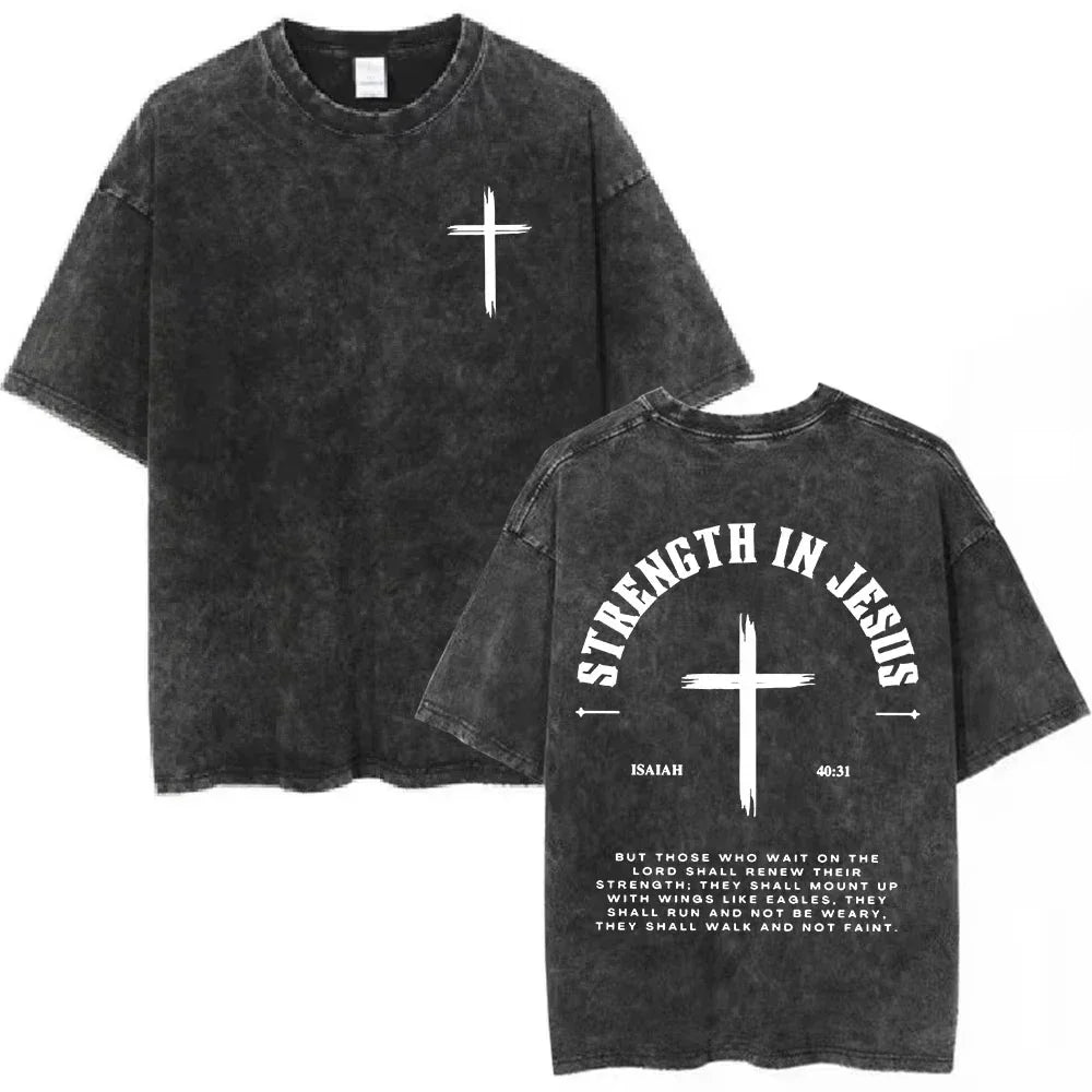 Salvation Jesus Paid It All Vintage Washed T Shirts Christian Bible Verse T-shirts Men Women Fashion Oversized Cotton Tshirts