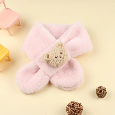 2023 Autumn Winter Soft Plush Children Scarf Cute Cartoon Girl Baby Thick Warm Scarf Outdoor Kids Neckerchief Baby Accessories