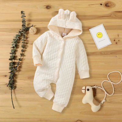Autumn Winter Newborn Baby Romper Boys Girls Lovely Ears Hooded Long Sleeve Infant Bodysuit Warm Jumpsuit Toddler Girl Clothes