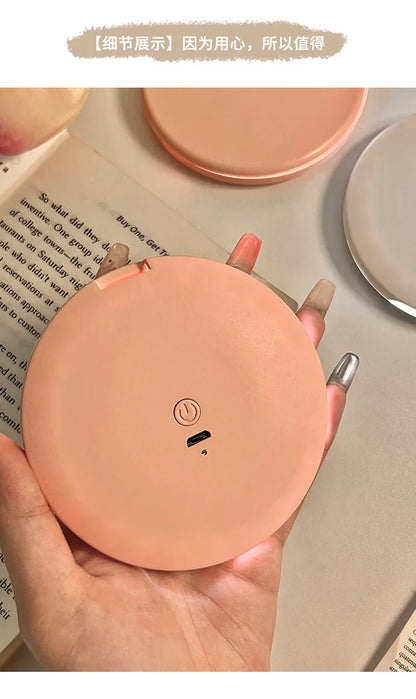 Makeup mirror portable portable small mirror with light led makeup mirror pocket mini handheld luminous folding round mirror