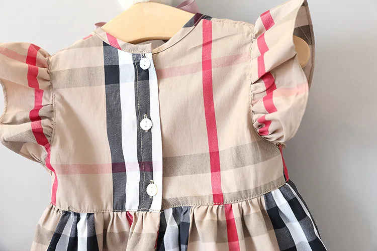 Baby Girl Princess Dress Cotton Baby Girl Dress Plaid Pattern Summer Newborn Clothes Baby Dress Party Birthday Baptism Dress