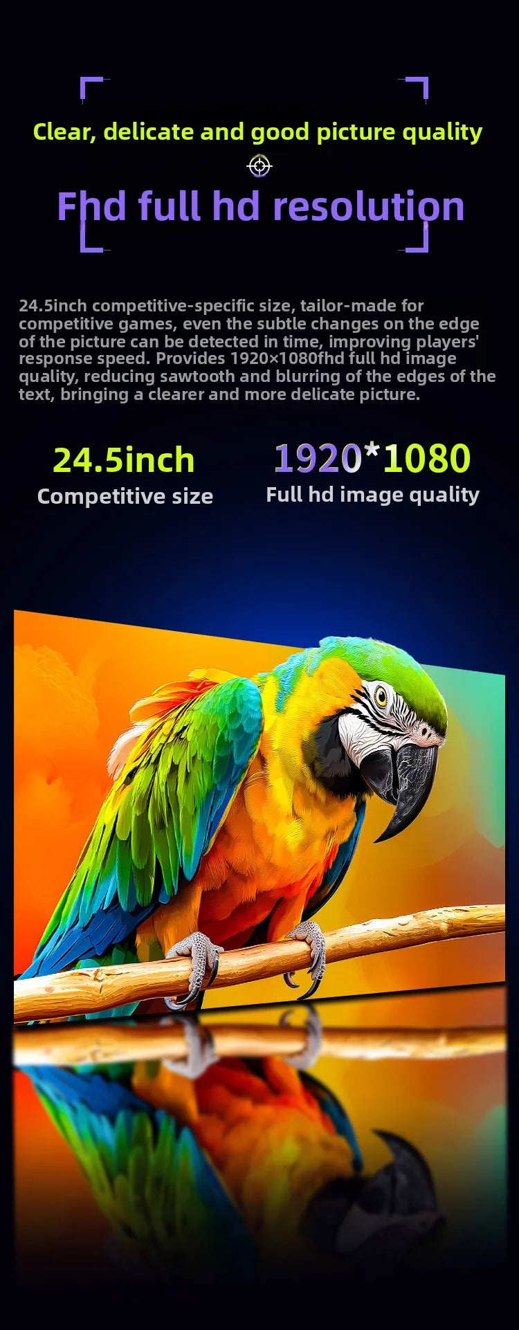 TITAN ARMY 24.5 inch Fast IPS Gaming Monitor 260Hz Hardware Low Blue Light HDR Wide Color Gamut Native 240Hz Display