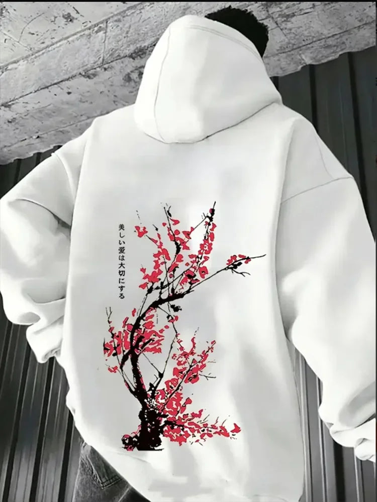 A Japanese streetwear Harajuku printed hoodie for men, a sporty, casual and fashionable autumn and winter sweatshirt top