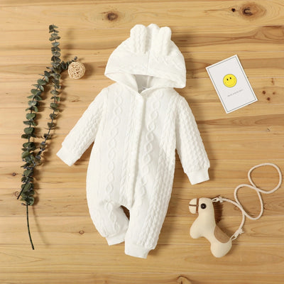 Autumn Winter Newborn Baby Romper Boys Girls Lovely Ears Hooded Long Sleeve Infant Bodysuit Warm Jumpsuit Toddler Girl Clothes