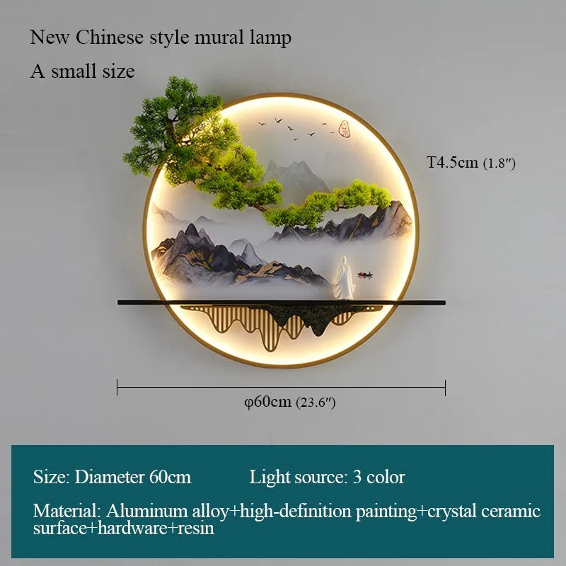 PLLY Modern Wall Picture Light Inside Creative Chinese Landscape Mural Sconces Lamp LED for Home Living Bedroom Study