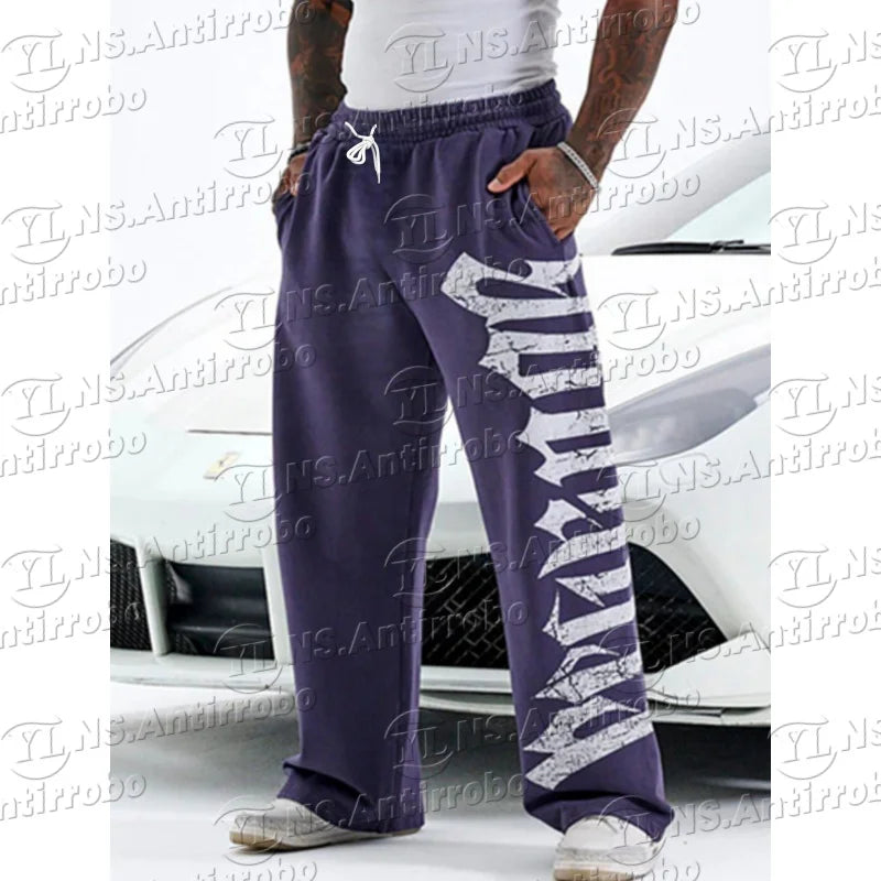 25 Men's Casual Wide Leg Sweatpants Fitness Running Loose Fit Fashionable Brand Leisure Long Trousers Streetwear