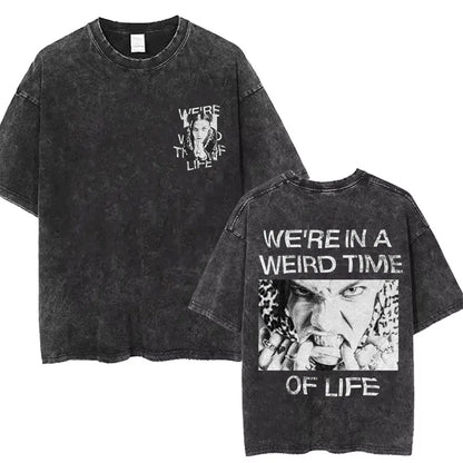 Washed Vintage Rocker Yungblud IDOLS Album Tour Double Sided Print T-shirts Men Women Fashion Hip Hop Rock Short Sleeve T Shirts