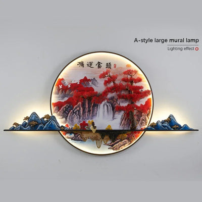 GISELLE Modern Picture Wall Light LED Chinese Creative Landscape Pine Mural Lamp For Home Living Room Study Bedroom Decor