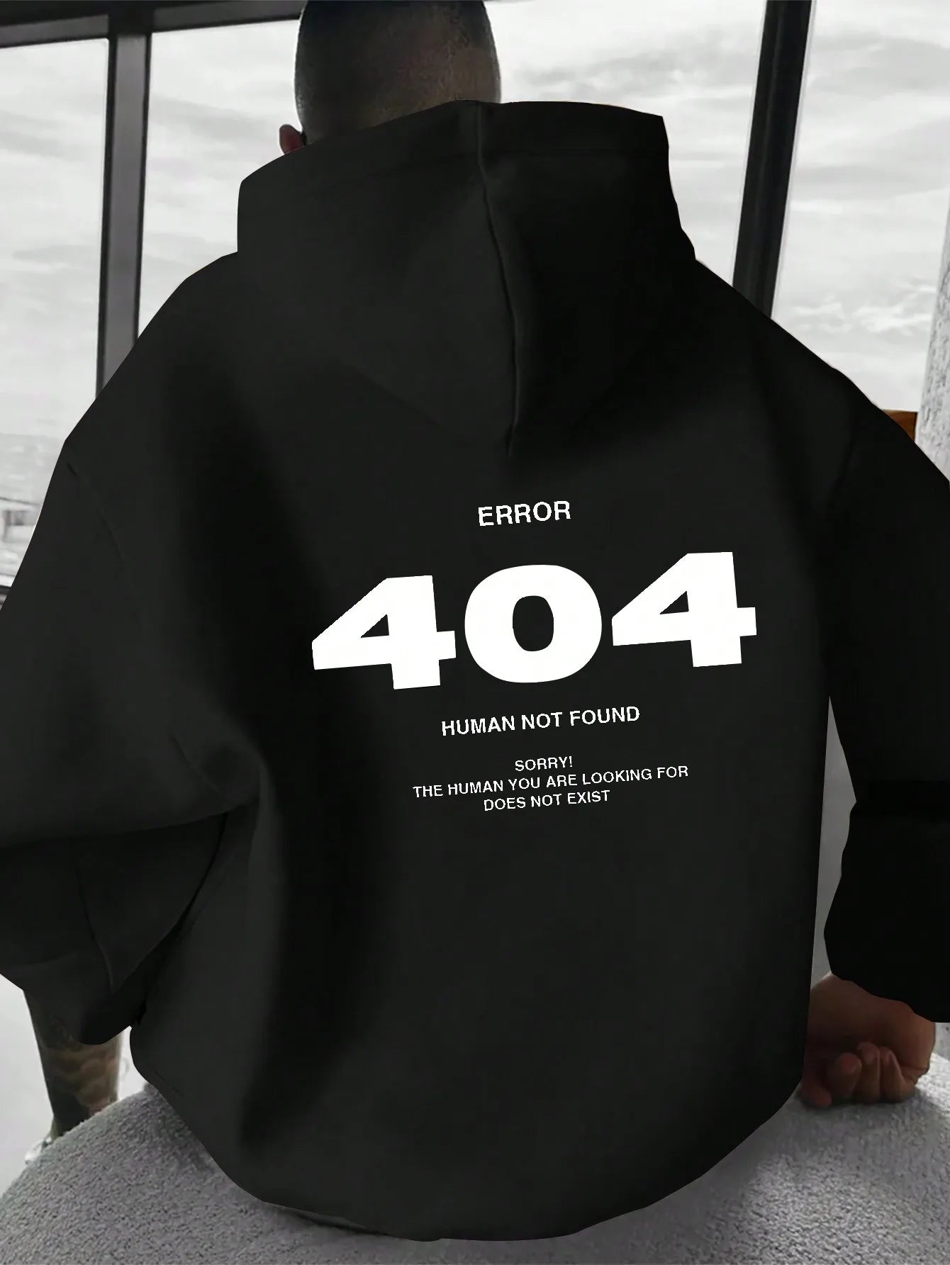 Men's hip-hop hoodie Error 404 Human Not Found Men's hoodie with number print hoodie Sweatshirt