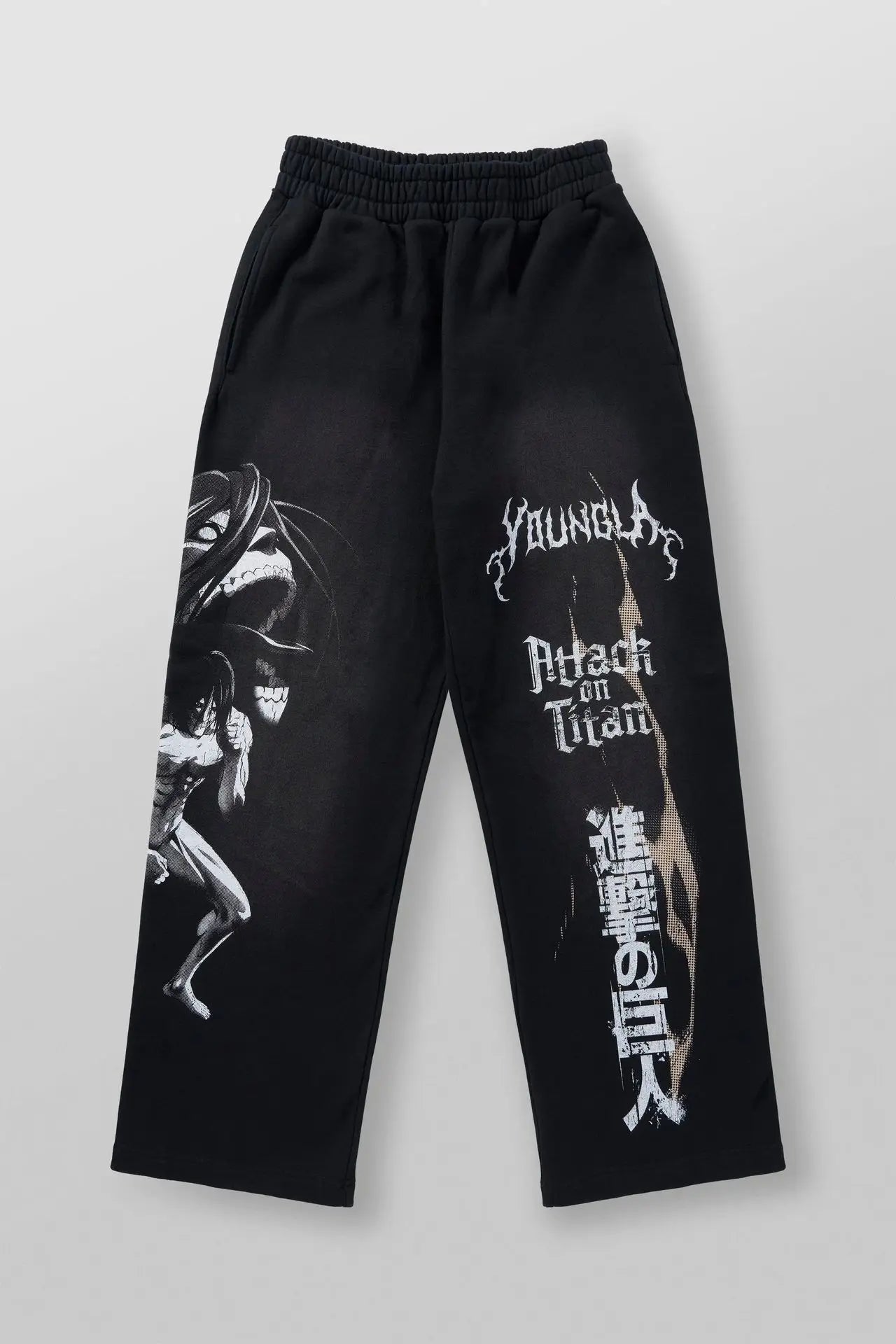 Young American trendy sweatpants collaboration anime joggers, cotton terry print, wide-leg casual pants, hip-hop street pants