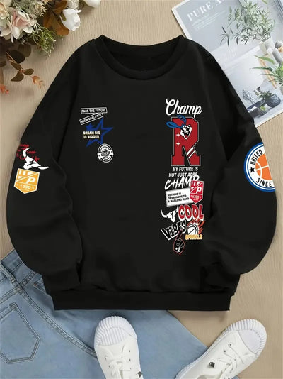 The new men's round-neck hoodie for Spring and Autumn 2025 features a street casual and fashionable 3D letter pattern print