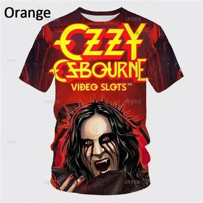 2024 Summer Pop Ozzy Osbourne Punk Band Rock Band 3D Printed T-shirt Creative Rapper Fashion Short Sleeve Casual Street Wear 6XL