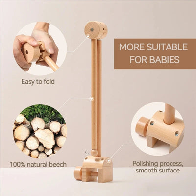 Crib Bell Rotary Music Box with Songs 0 12 Months Baby Bed Hanging Bell Toy Motor Accessory Pendant Toy Nursery Plays Wood Grain