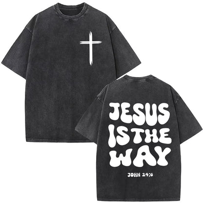 Summer Jesus Christian Forgive Them Father Vintage Washed T-shirts Men Women Fashion Cotton Short Sleeves  T Shirts Streetwear