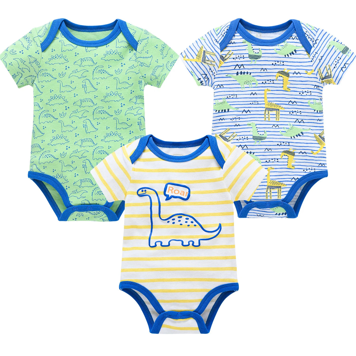 3 Pcs/set New Baby Boy Clothes Summer 100%Cotton Blue Grey Tie Print Three Piece Short Sleeve Bodysuit vetements bebe For 0-12M