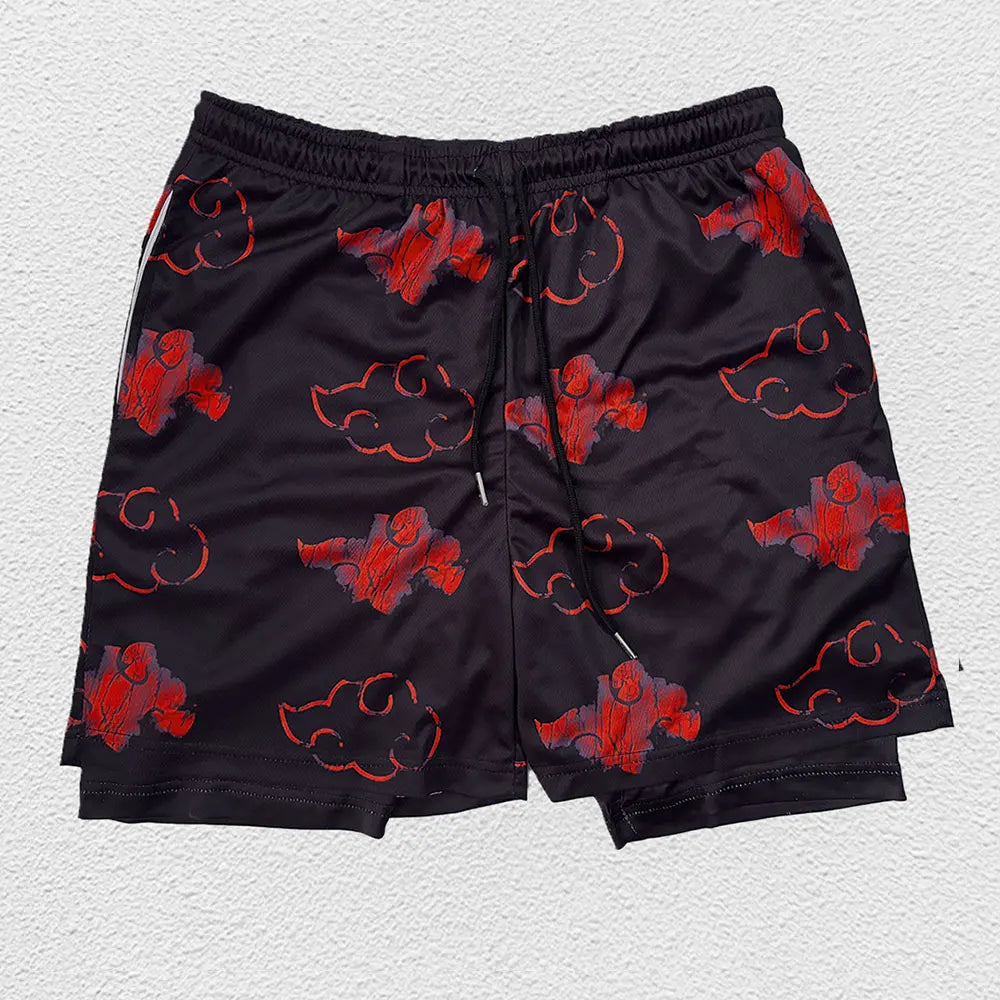 3D Print Anime Shorts Men Bilayer 2-In-1 Sports Shorts Fitness Basketball Shorts,Double-Layer Design Quick-Drying And Breathable