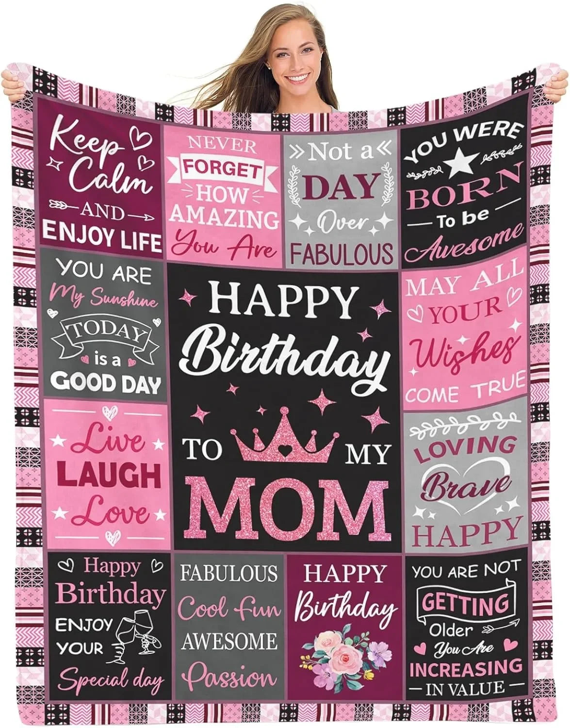 1PC Gift To Mom Thin Blanket for Anniversary Birthday Mothers Day Fathers day for Mom Dad Wife Sister Grandma Abuela Soft Throw