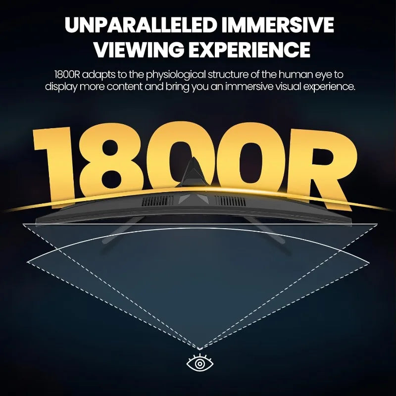 27" Curved Gaming Monitor, 2k QHD(2560*1440P) VA Screen, 1800R, 165Hz/180Hz Computer Moniter, Supports AMD Freesync, 120% s