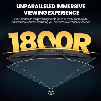 27" Curved Gaming Monitor, 2k QHD(2560*1440P) VA Screen, 1800R, 165Hz/180Hz Computer Moniter, Supports AMD Freesync, 120% s