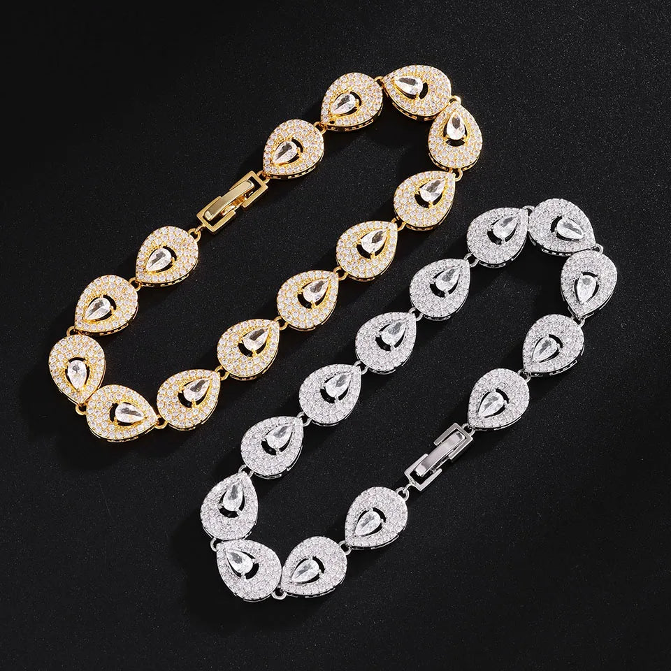 ZAKOL Classic Geometric Water Drop CZ Bracelet for Women Bridal Gorgeous Buling Zircon Party Wedding Jewelry