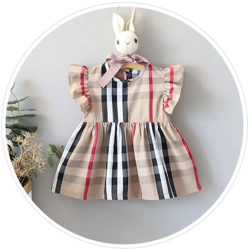 Baby Girl Princess Dress Cotton Baby Girl Dress Plaid Pattern Summer Newborn Clothes Baby Dress Party Birthday Baptism Dress