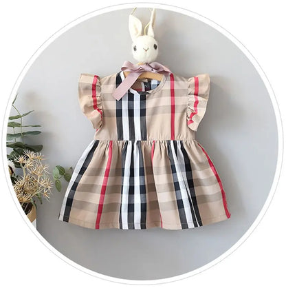 Baby Girl Princess Dress Cotton Baby Girl Dress Plaid Pattern Summer Newborn Clothes Baby Dress Party Birthday Baptism Dress