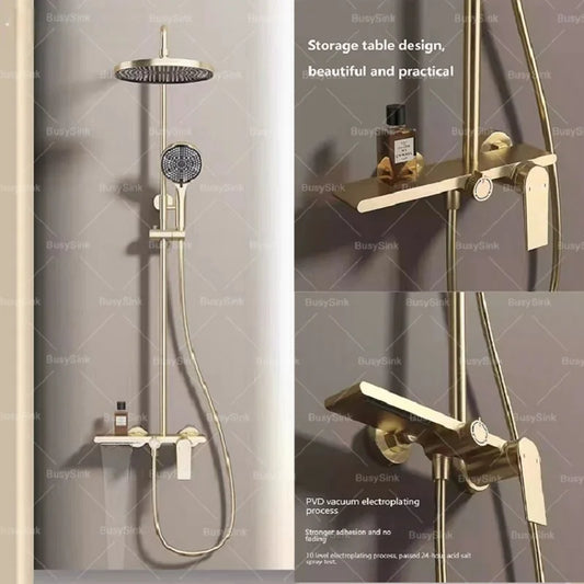 Golden Shower Set Bathroom Multi Function Spout Mixer With Shower Hand Hotel Apartment Bathtub Booster Shower Systems Set