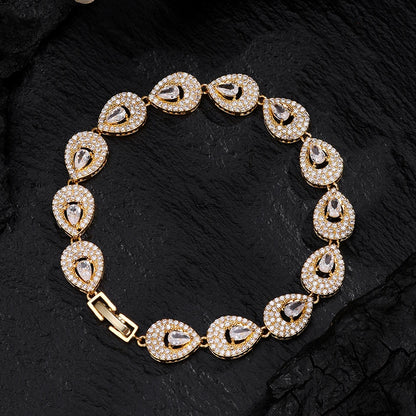ZAKOL Classic Geometric Water Drop CZ Bracelet for Women Bridal Gorgeous Buling Zircon Party Wedding Jewelry