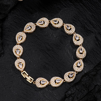 ZAKOL Classic Geometric Water Drop CZ Bracelet for Women Bridal Gorgeous Buling Zircon Party Wedding Jewelry