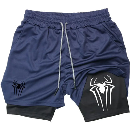 Men's  sports shorts,  spider print  compression shorts , informal, training, running, 2-in-1, Y2K order shipped directly