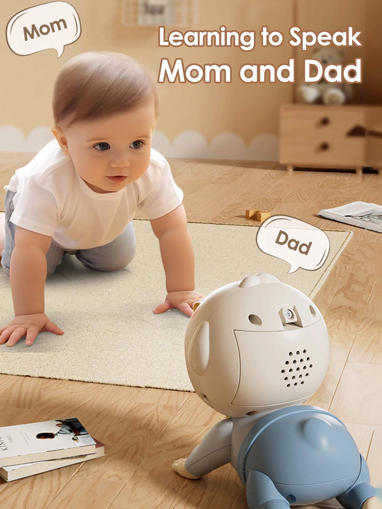 1 crawling doll baby toy with music, aged 0-1, learning crawling guidance and head up training