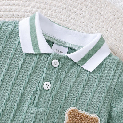 0-18 Months old Newborn Baby boy Jumpsuit Cute Little Bear Short sleeved Jumpsuit Baby clothing Boy baby Summer Crawling Suit