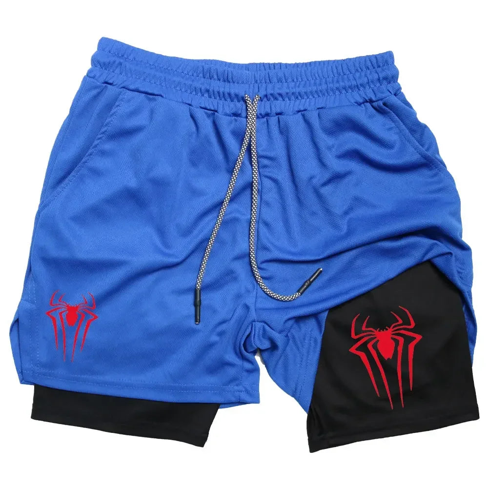 Men's  sports shorts,  spider print  compression shorts , informal, training, running, 2-in-1, Y2K order shipped directly