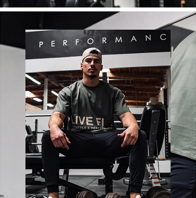 Men's Gym Summer Casual T-Shirt Fitness Running Short Sleeve Tee Tops Fashion Hip-hop Oversized Shirt Male Sweatshirt Clothing