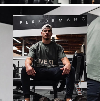 Men's Gym Summer Casual T-Shirt Fitness Running Short Sleeve Tee Tops Fashion Hip-hop Oversized Shirt Male Sweatshirt Clothing