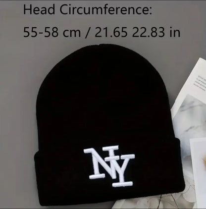 3 pieces winter knitted hat with embroidered letters, woolen hat for autumn warmth, suitable for both men and women, Mountaineer