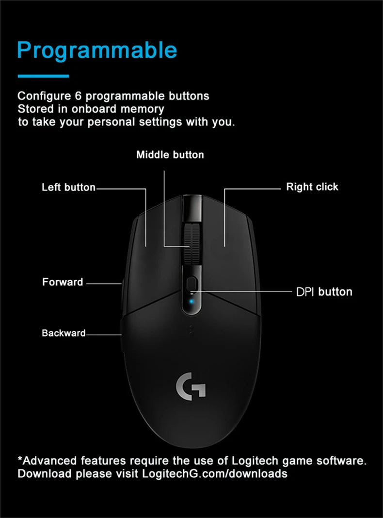 Logitech G304 LIGHTSPEED Wireless Gaming Mouse 12000 DPI Wireless Mouse Laptop Accessories No Driver Version