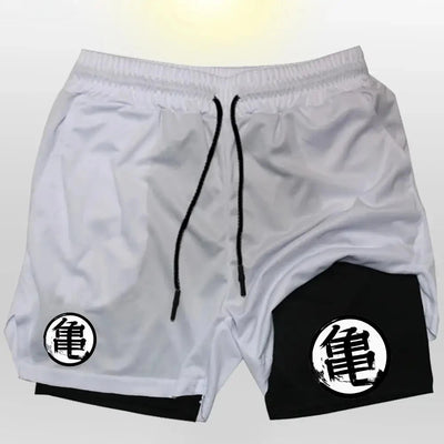 Goku Anime Running Shorts Men Fitness Gym Training 2 in 1 Sports Shorts Quick Dry Workout Jogging Double Deck Shorts