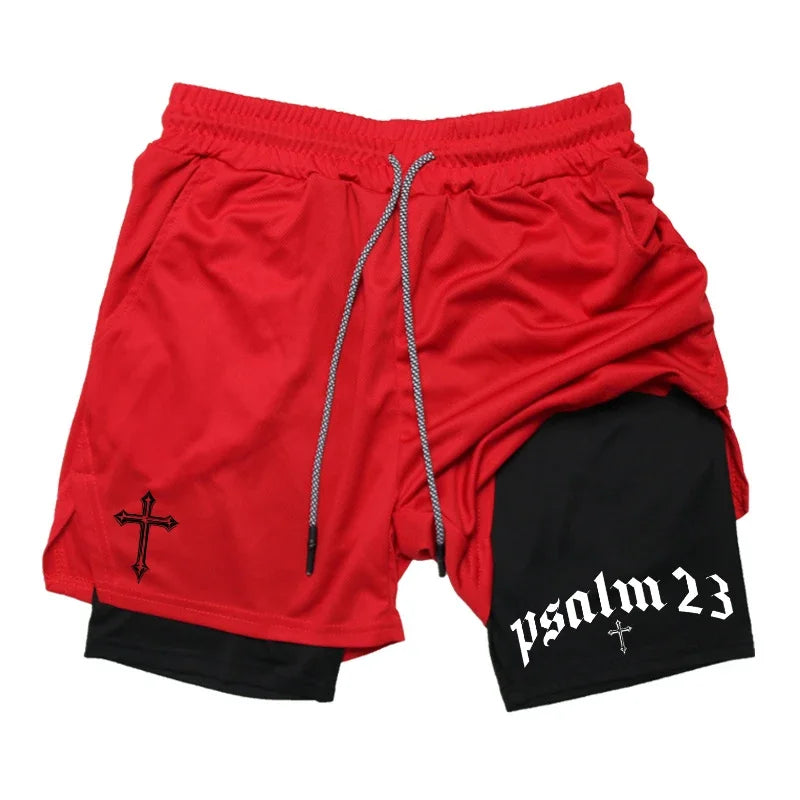 2025 New Men's 2-in-1 Sports Shorts Quick-Dry Running Fitness Training and Swimming Double-Layer Coverage Summer M-3XL