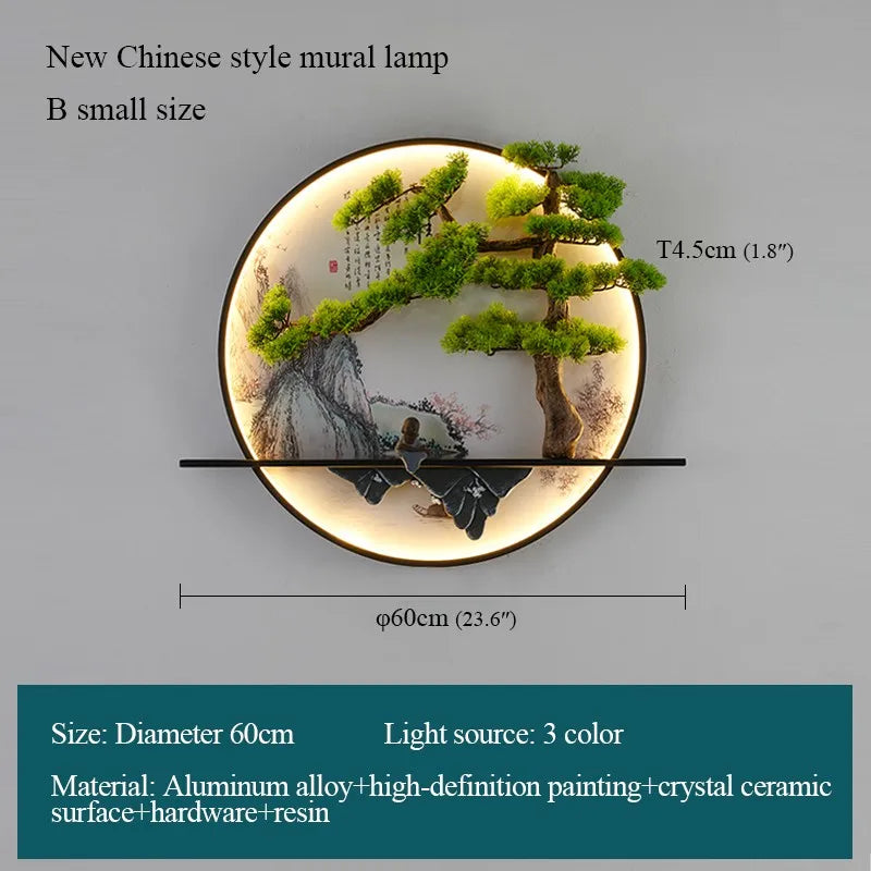 PLLY Modern Wall Picture Light Inside Creative Chinese Landscape Mural Sconces Lamp LED for Home Living Bedroom Study