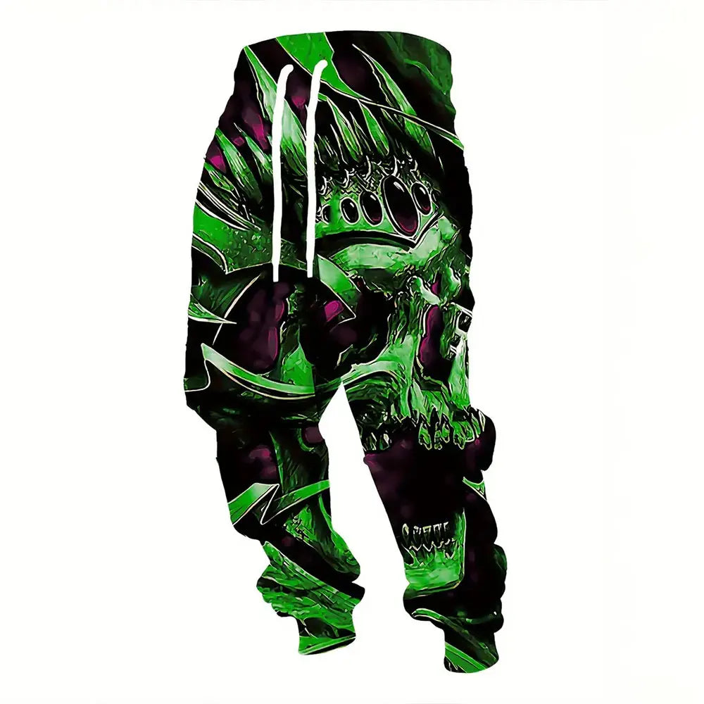 Men'S Loose Casual Pocket Drawstring Sweatpants Winter New Thick Warm Fashion Skull And Sickle Print Pants Men'S Tracksuit Pants