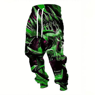 Men'S Loose Casual Pocket Drawstring Sweatpants Winter New Thick Warm Fashion Skull And Sickle Print Pants Men'S Tracksuit Pants