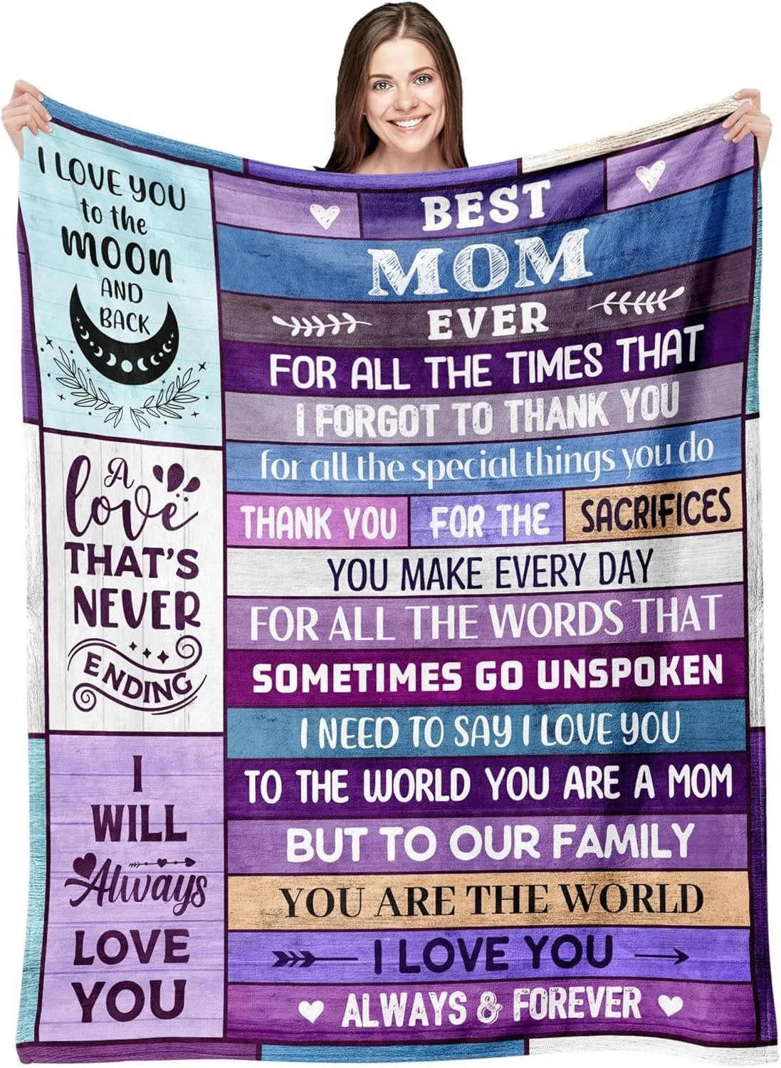 1PC Gift To Mom Thin Blanket for Anniversary Birthday Mothers Day Fathers day for Mom Dad Wife Sister Grandma Abuela Soft Throw