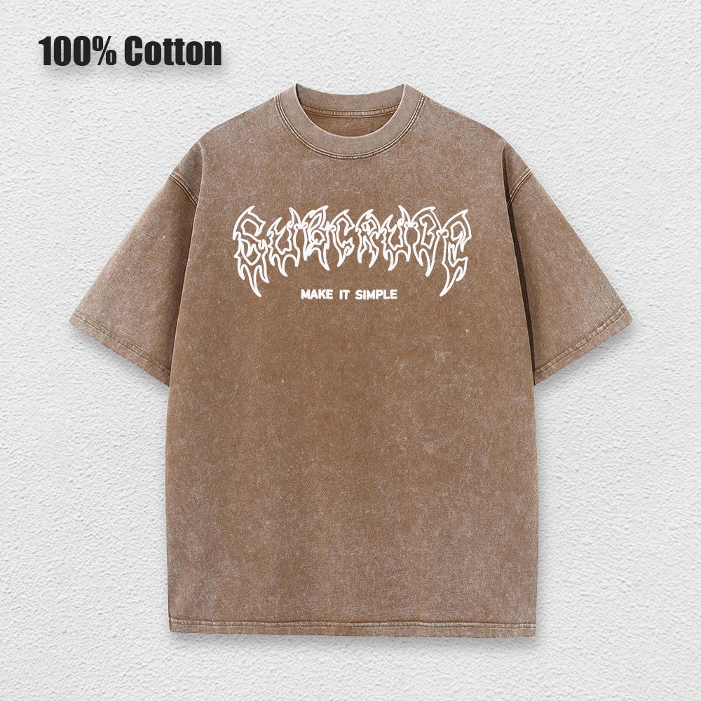 Y2k Acid Washed T Shirt Women Vintage Cotton T-shirts Harajuku Gothic Streetwear Soft Tees Girl Loose Fashion Print Tops Unisex